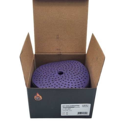 High Teck 6 In Multi - Hole Purple Ceramic Grip Sanding Disc | 50 pk - VirtuColor Supply