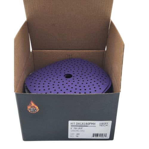 High Teck 6 In Multi-Hole Purple Ceramic Grip Sanding Disc | 50 pk