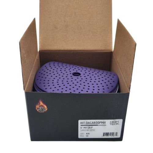 High Teck 6 In Multi-Hole Purple Ceramic Grip Sanding Disc | 50 pk