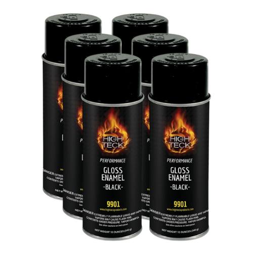 High Teck 9901 Gloss Black Enamel 12 oz Cans, Box of 6 - VirtuColor Supply