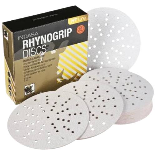 Indasa Rhynogrip HT 6 in 220 Grit Ultravent Sanding Discs, 50 pc - VirtuColor Supply