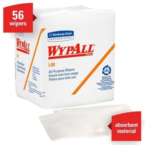 WypAll® 05701 L40 Disposable White Cleaning and Drying Towel, 56 per Pack