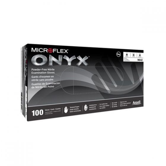 Microflex Onyx N642 Medium Black Nitrile Disposable Gloves, Box of 100