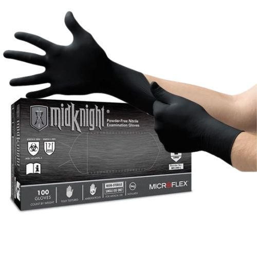 Microflex MidKnight MK296 Medium Disposable Gloves, Box of 100 - VirtuColor Supply