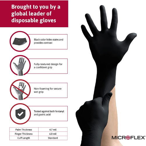 Microflex MidKnight MK296 Medium Disposable Gloves, Box of 100