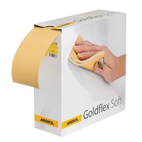 Mirka Goldflex - Soft 320 Grit 4.5 x 5 in Hand Sanding Pads, Roll of 200 - VirtuColor Supply