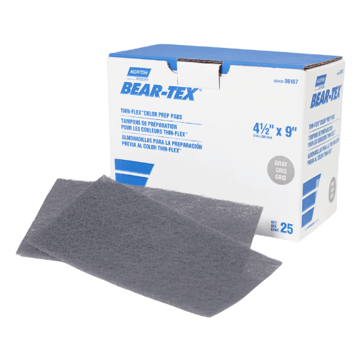 Norton Bear-Tex Thin Flex 06166 Gray 4.5 x 9" Scuff Pad, Box of 25