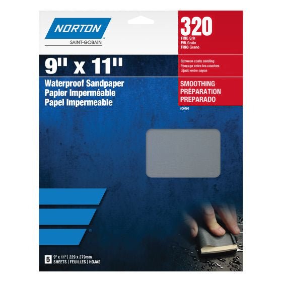 Norton 9" x 11" Waterproof Sanding Sheet | 320 Grit | 3pk - VirtuColor Supply