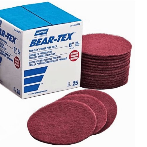 Norton Bear - Tex 34770 6" Red Primer Prep Sanding Disc, Box of 25 - VirtuColor Supply