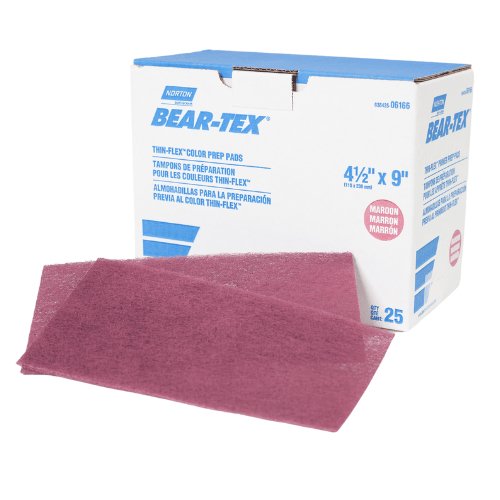 Norton Bear - Tex Thin Flex™ 06166 Red 4.5 x 9" Scuff Pad, Box of 25 - VirtuColor Supply