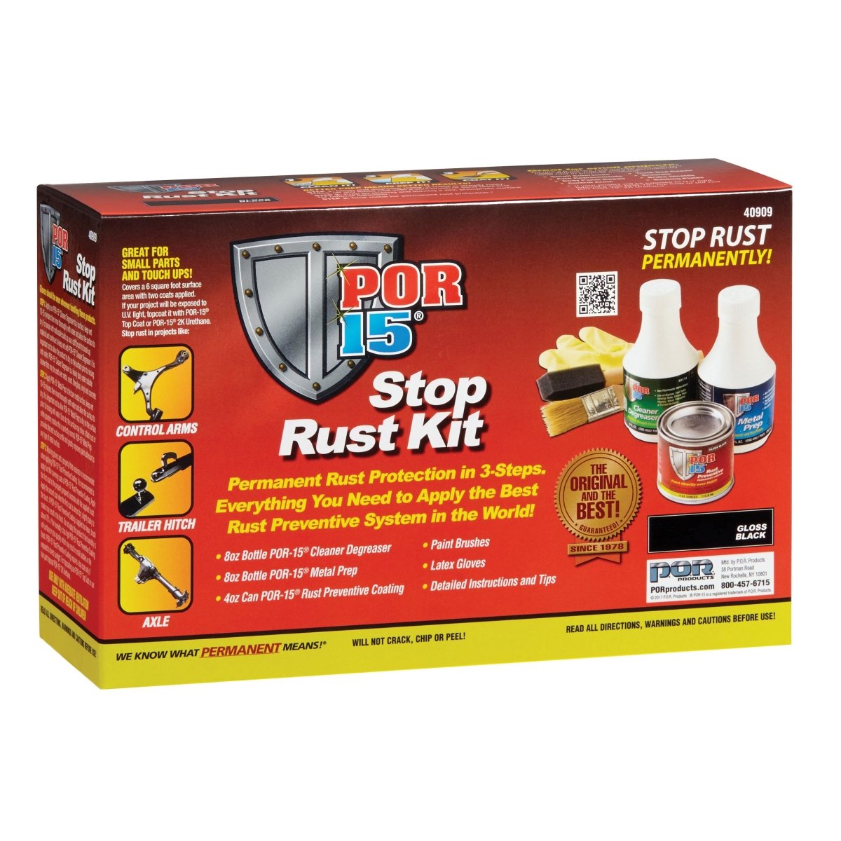 POR - 15® 40909 Stop Rust Kit, 4 oz, Gloss Black, 6 sq - ft Coverage - VirtuColor Supply