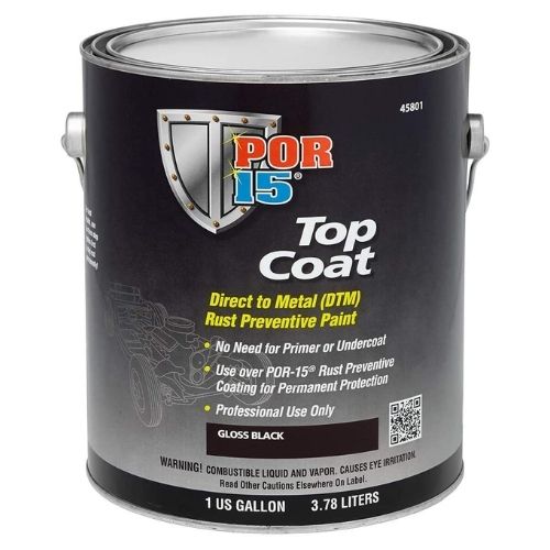 POR-15® 45801 Gloss Black Top Coat DTM Paint, 1 Gal