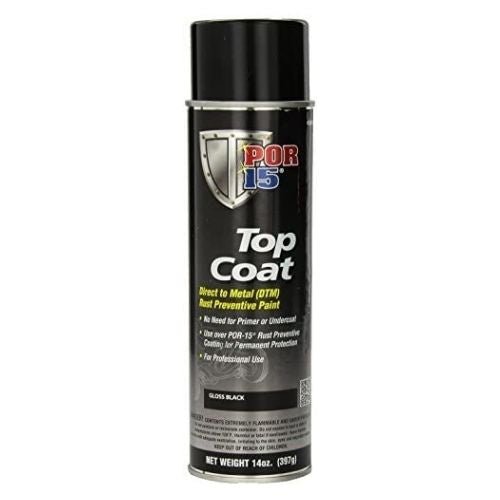 POR - 15® 45818 Gloss Black Top Coat DTM Paint, 14 oz Aerosol Can - VirtuColor Supply