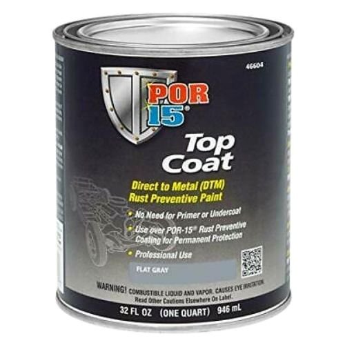 POR - 15® 46604 Quart Flat Gray Top Coat DTM Paint - VirtuColor Supply