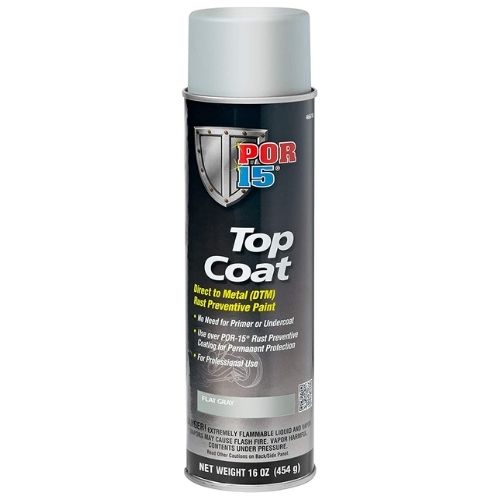 POR-15® 46618 Flat Gray Top Coat DTM Paint, 14 oz Aerosol Can