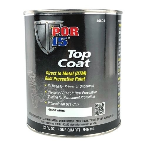 POR - 15® 46804 Quart White Top Coat DTM Paint - VirtuColor Supply