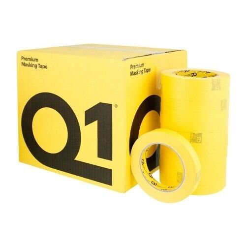 Q1 18 mm (3/4 in) Premium Sun Yellow Masking Tape, Case of 48 - VirtuColor Supply