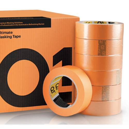 Q1 18 mm (3/4") Ultimate Orange Masking Tape, Case of 48 - VirtuColor Supply