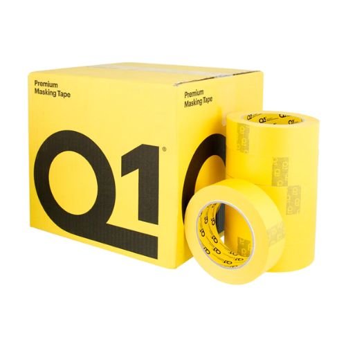 Q1 36 mm (1.5 in) Premium Sun Yellow Masking Tape, Case of 24 - VirtuColor Supply