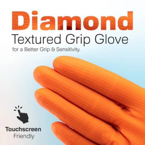 Raxwell PRO Large Orange Nitrile Gloves 8.5mil, 1 Pair - VirtuColor Supply