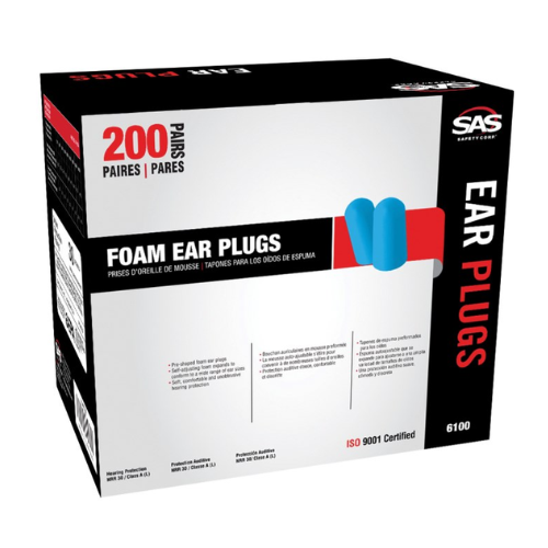 SAS 6100 Box of 200 Uncorded Blue Ear Plugs