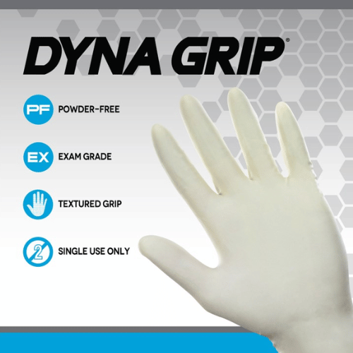 SAS® Dyna Grip XL Rubber Latex Disposable Gloves, Box of 100