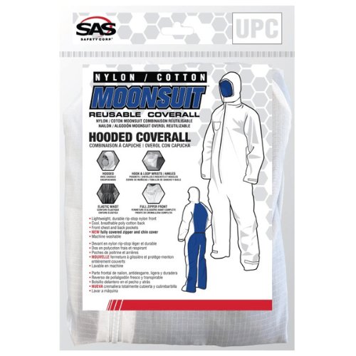 SAS® 6939 XL Moonsuit Coveralls, Paint Suit with Hood, White - VirtuColor Supply