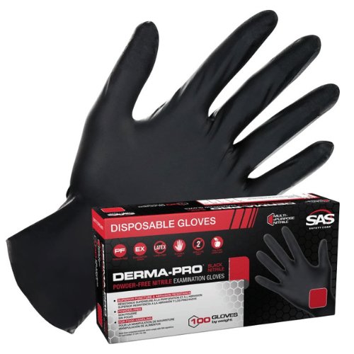 SAS Derma - Pro 66545 XXL FDA Food Grade Black Nitrile Gloves, 100/Box - VirtuColor Supply