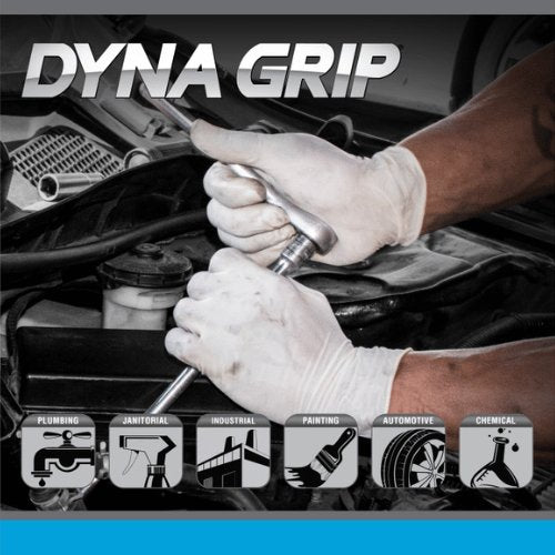 SAS® Dyna Grip Large Rubber Latex Disposable Gloves, Box of 100 - VirtuColor Supply