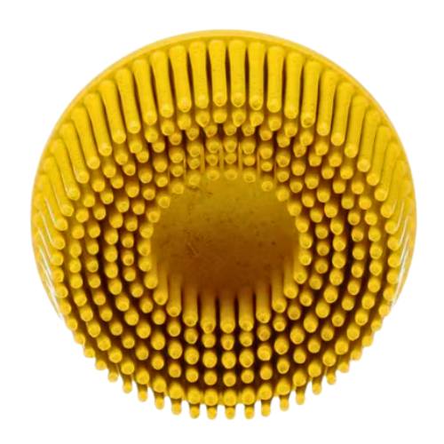 Scotch - Brite 07525 2" Yellow Roloc Bristle Disc, Med Grade, 10 pk - VirtuColor Supply