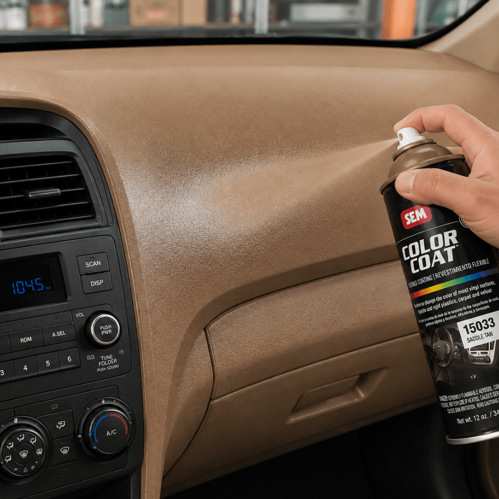 SEM 15033 Color Coat Saddle Tan, 16 oz | Aerosol | Auto Interior Paint