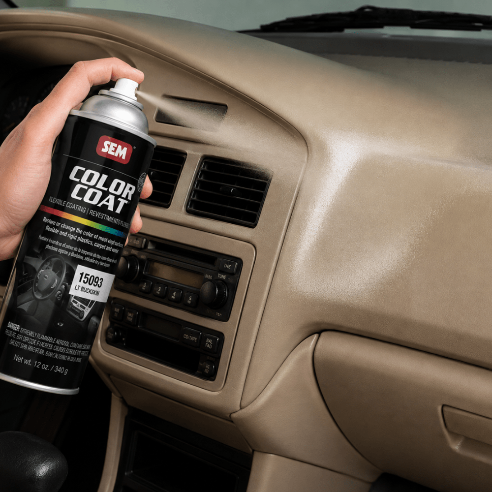 SEM 15093 Color Coat Lt Buckskin, 16 oz | Aerosol | Auto Interior Paint