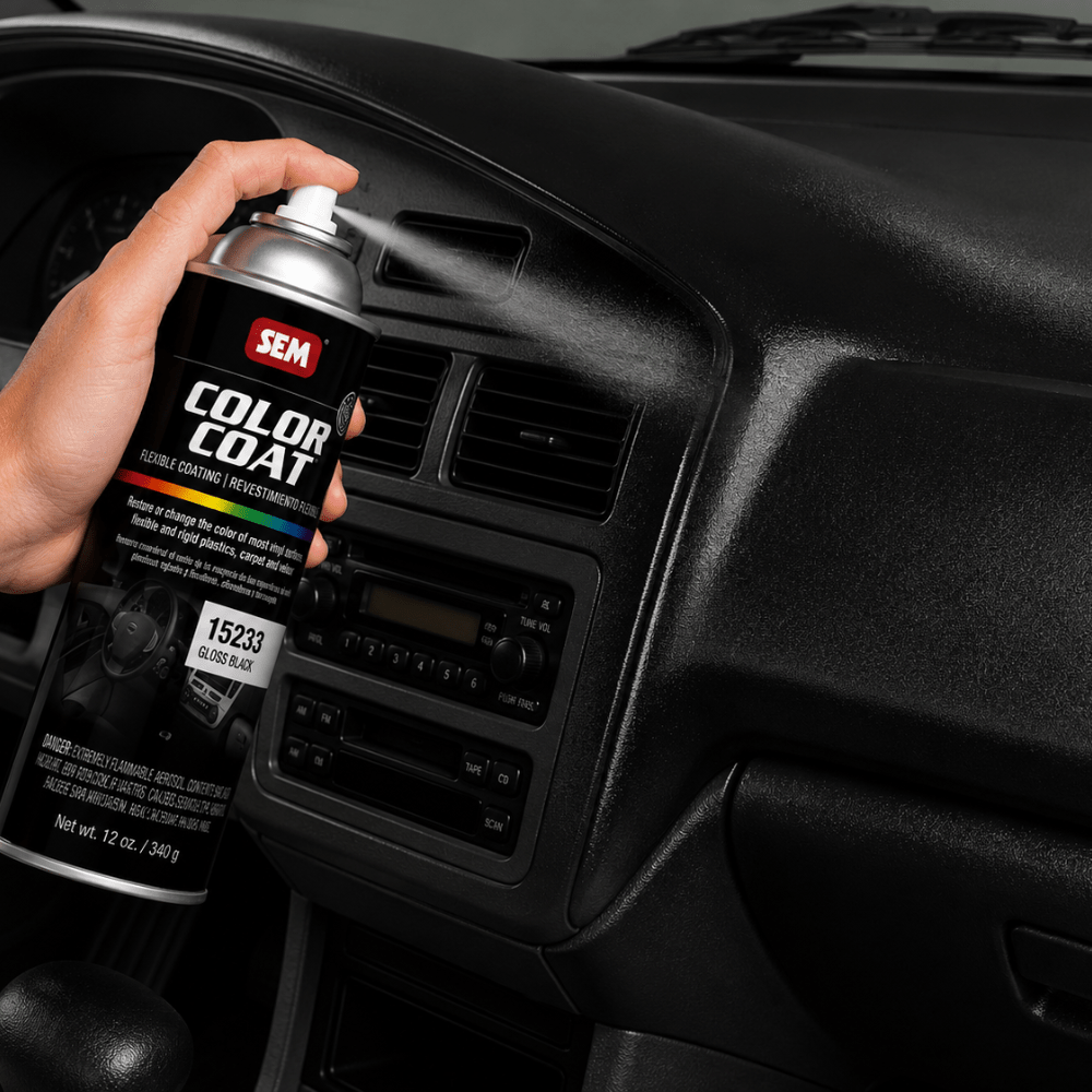 SEM 15233 Color Coat Gloss Black, 16 oz | Aerosol | Auto Interior Paint