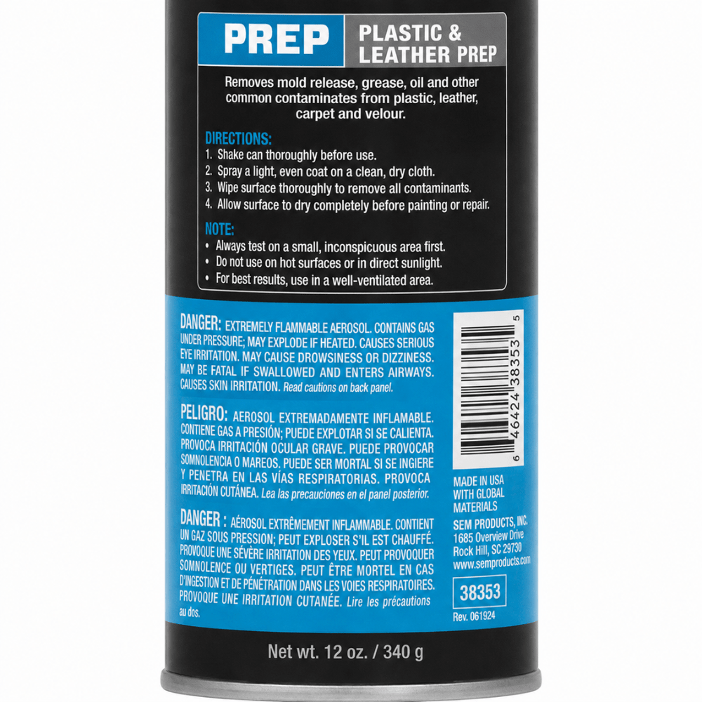 SEM® 38353 Solvent Blend Leather Carpet and Plastic Prep, 16 oz Aerosol