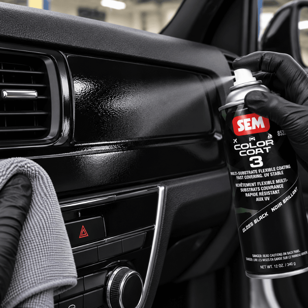 SEM 85233 Color Coat 3 Gloss Black, 16 oz | Aerosol | Auto Interior Paint