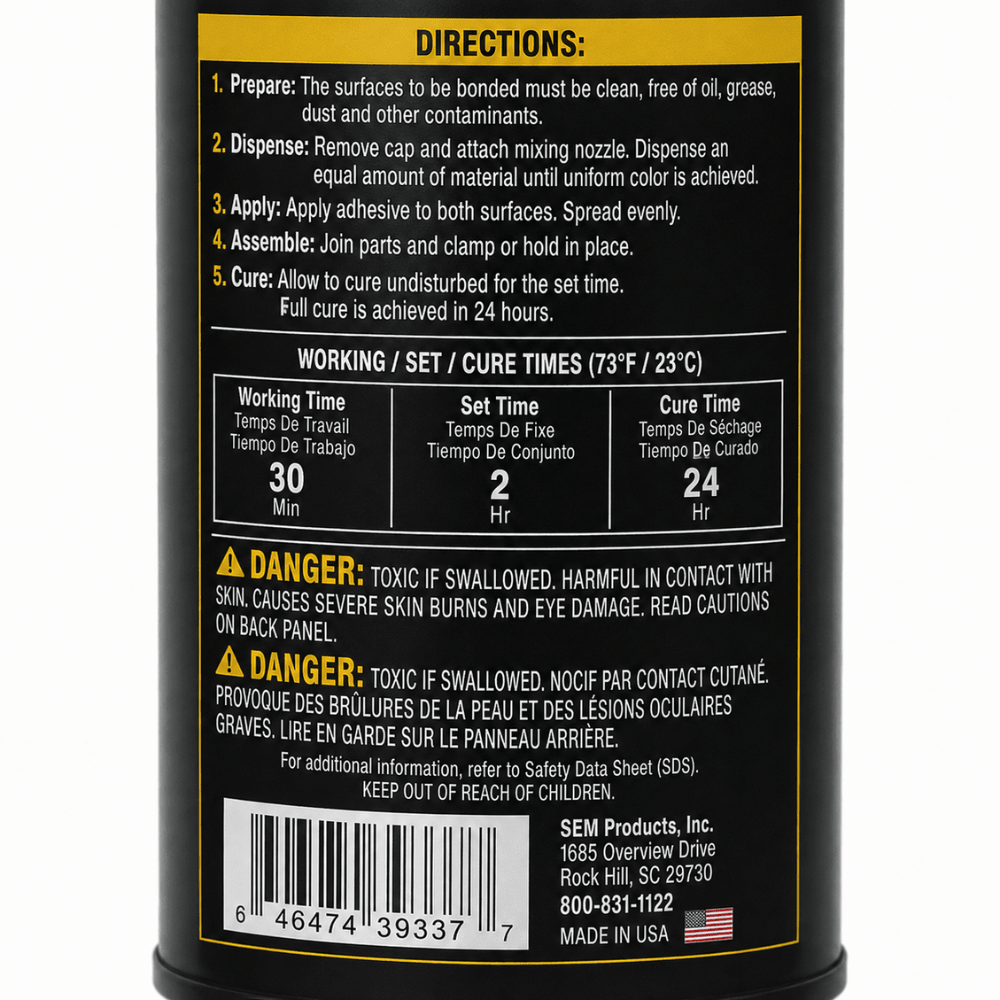 SEM Dual-Mix 39337 2-Component Black Panel Adhesive, 7 oz
