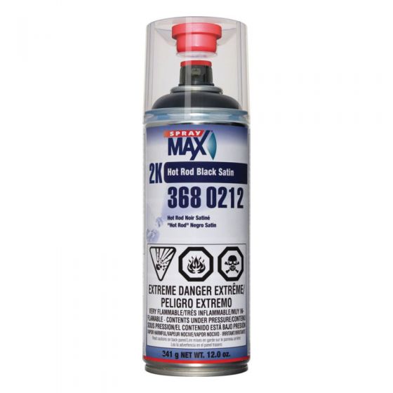 SprayMax 3680212 2K Hot Rod Black Satin Paint, 12 oz Aerosol Can - VirtuColor Supply