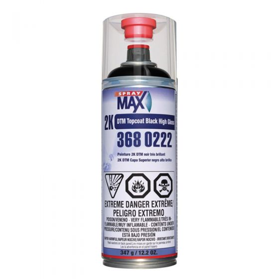 SprayMax 3680222 2K High Gloss Black DTM Topcoat, 12 oz - VirtuColor Supply