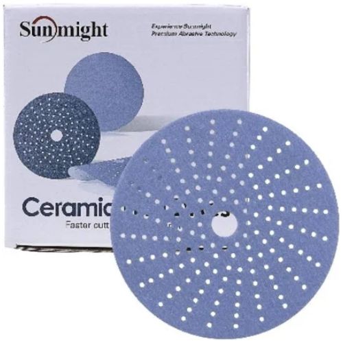 Sunmight 76506 6 in 80 Grit Ceramic Multi-Hole Grip Disc | 50 Pack - VirtuColor Supply
