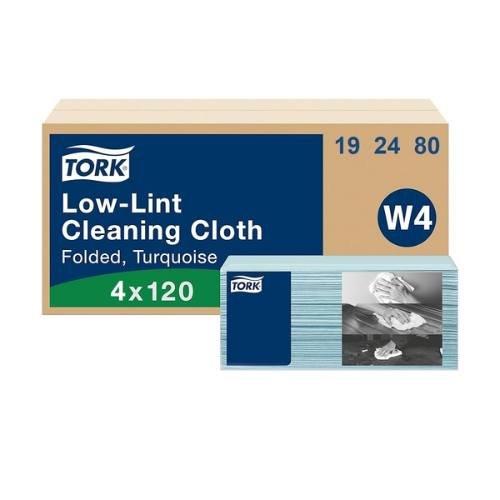 Tork® 192480 Top - Pak Low - Lint Turquois Cleaning Cloth, Case of 4 - VirtuColor Supply