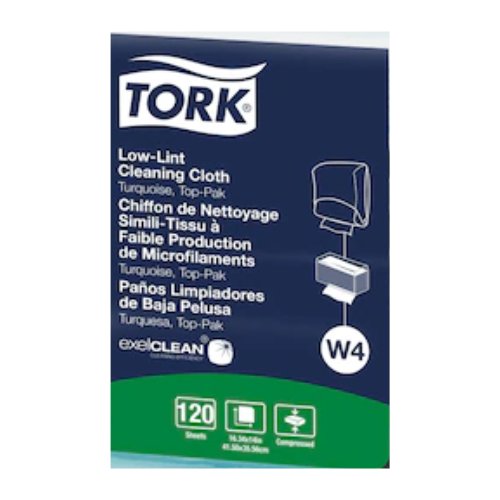 Tork® 192480 Top - Pak Low - Lint Turquois Cleaning Cloth, Case of 4 - VirtuColor Supply