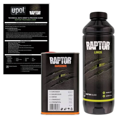 U-POL RAPTOR® UP4801 3:1 National Rule Black Raptor Kit, 1 Liter